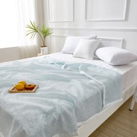 Guy Laroche Premium Washed Seersucker Summer Comforter | Lightweight Cooling Blanket | Sky Blue _ Made in Korea